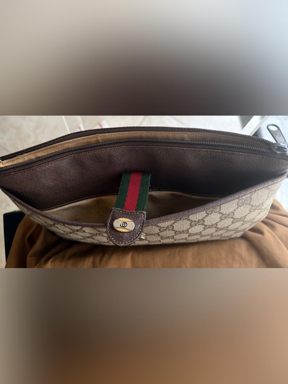 Last day sale GUCCI GG Supreme Coated Canvas w Sherry Web  Convertible Bag  VGVC - Picture 14 of 16
